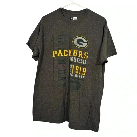 Green Bay Packers 1919 NFL Team Apparel Mens T-Shirt Size L Gray Short Sleeve - Picture 1 of 9